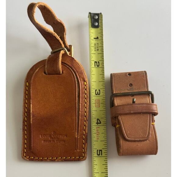 Authentic Louis‎ Vuitton Vachetta Leather Name Luggage Tag And Poignet Set SN405 - Picture 3 of 4